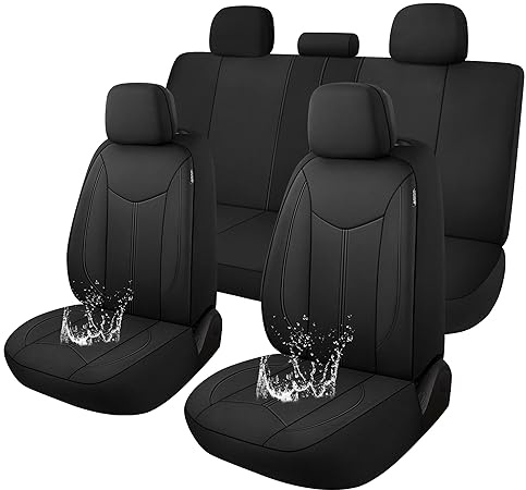 CAROMOP Waterproof Car Seat Cover Full Seats, Neoprene Seat Covers for Cars,Split Bench Compatible Car Interior Covers, Universal Fit Most Car Sedan Truck SUV(Black)