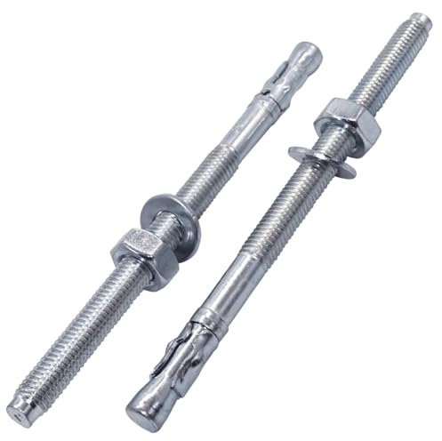 SKIR'CO (2 piezas) Anclajes de cuña chapados en zinc M10 x 160 mm, tacos de metal, pernos de anclaje, anclajes de mampostería, anclaje de hormigón