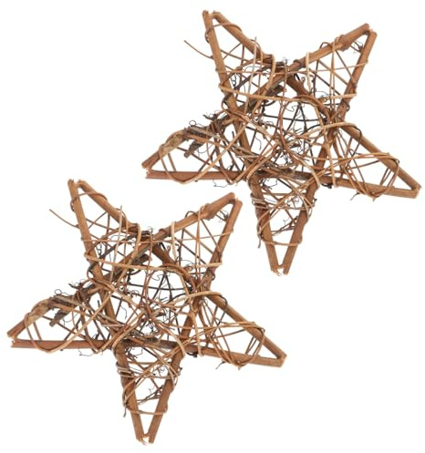 HOMSFOU Star Wreath Rattan Rings 2 pcs Diy Flower Arranging Holder Woven Rattan Frame for Indoor Outdoor Garden Decor Handmade Craft Accessory 6.30 X 5.91 X 0.98 in