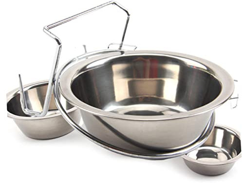 Didiseaon Dog and Cat Pet Feeder Bowl Water Feeder Stainless Steel Hanging Bowl Practical Pet Supplies Kit