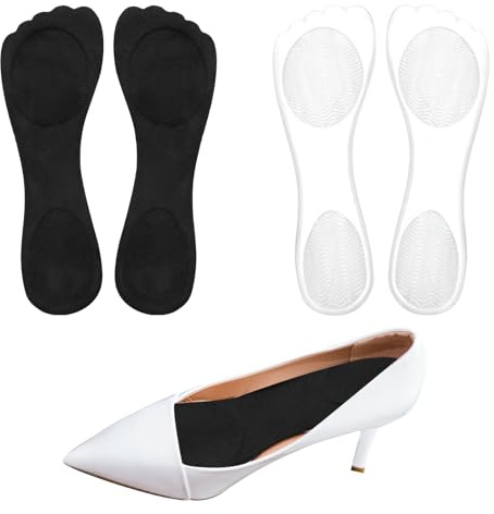 2 Par Högklackade Inlägg, 3/4 Gelkuddssulor för Kvinnor Bekväma Skokuddar Klänning Skoinlägg för Höga Klackar för Platta Sandaler Pumps (Klar, Svart)