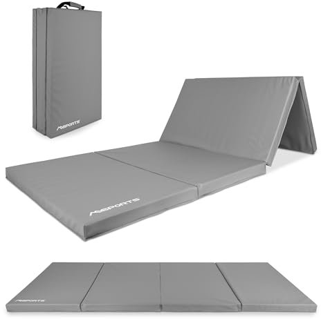 MSPORTS Turnmatte Premium klappbare Weichbodenmatte 190 x 80 x 5 cm Gymnastikmatte Sportmatte für zuhause Kinder Erwachsene (Grau, 190 x 80 x 5 cm)