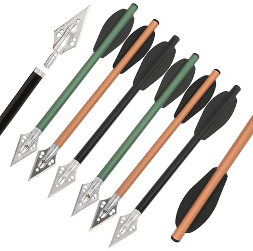 Poearcus Tiro con Arco Ballesta Bolts 6.3 Pulgadas de Aluminio Ballesta Broadhead Flechas de Tiro para 50-80 Libras al Aire Libre Objetivo Práctica Paquete de 6/12 Piezas