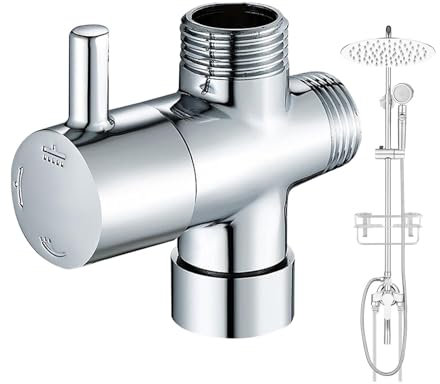 Desviador de brazo de ducha, válvula desviadora de ducha de 3 vías, válvula divisora de brazo de ducha de 3 vías, adaptador de válvula de conversión para ducha de mano y cabezal pulverizador fijo