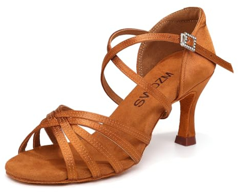 SWDZM Kvinnor latinska dansskor Salsa Ballroom Tango träningsdansskor, Brun, 37 EU