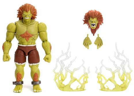 Jada Toys Street Fighter Figura Blanka (19 cm) - Personaggio mobile da collezione e action da Street Fighter 2: The Final Challengers, con testa alternativa, mani e accessori, dai 13 anni in su