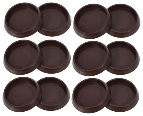 Mipcase 12 pièces Caster Cups Antidérapants Plastique Rond pour Meubles Protège Sol Caoutchouc Patins pour roulettes sur Tapis Adaptés Chaises Tables et Lits