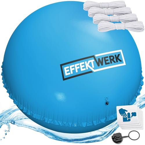 EffektWerk - Coussin de Piscine pour l’Hiver - Ballon Gonflable Géant de 3m / Équilibreur de Glace pour Piscine Hors-Sol avec Corde de 5m, Rustines et Bouchon de Valve