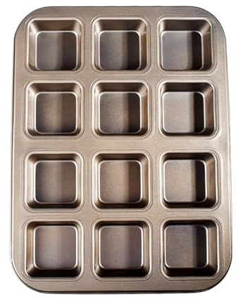 Kilimazart Mini teglia per pagnotte a 8 cavità in acciaio al carbonio Vassoio antiaderente per pane Design monopezzo (Golden 12 Cavity)