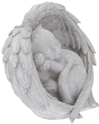 Ciieeo Pierre Commémorative pour Chat en Résine Design d'ange Ailes, Ornement de Jardin Réaliste pour Tombe en Extérieur, Souvenir Tendre pour Animaux de Compagnie