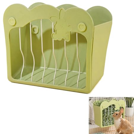 Rabbit Hay Feeder, Rabbit Hay Rack, 9.84 x 7.87 x 4.92 inches Guinea Pig Hays Feeder Food Supply Storage Rack for Small Animal Chinchilla Bunny Hamster (Green)