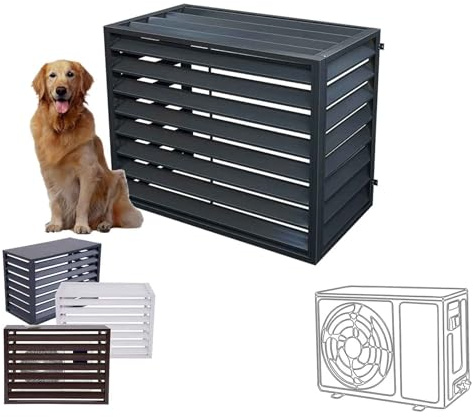 120 cm aluminiumlegering luftkonditorstaket – AC och värmepump skydd, blomhylla luckor, brusreducering, tillbehör, slish fasadskydd