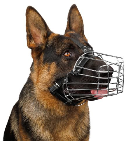BRONZEDOG Draht-Hundemaulkorb Deutscher Schäferhund für mittelgroße große Hunde Verstellbarer langlebiger Metallkorb zum Beißen Kauen Bellen (L)