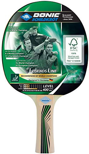 Donic-Schildkröt Tischtennisschläger Legends 400 FSC, 1,6 mm Schwamm, FSC Holz, Jade - ITTF Belag, 705241, Keine Farbe