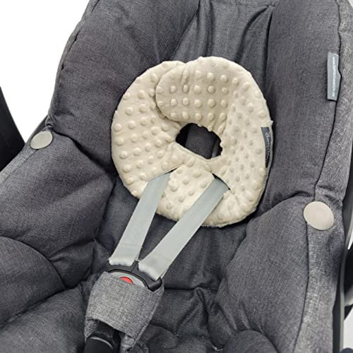 BAMBINIWELT Kopfstütze KOPFPOLSTER Kopfkissen für Babyschale kompatibel mit Maxi-Cosi Pebble und Pebble Plus (Minky beige)