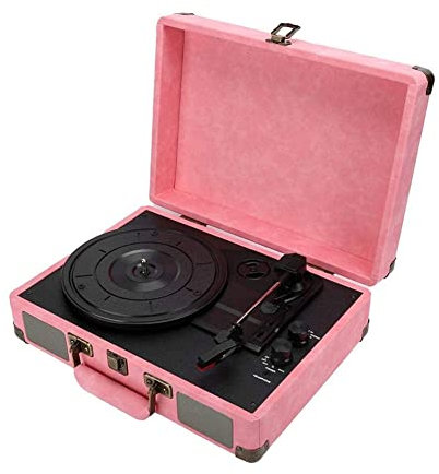 ROLTIN Giradischi, Giradischi a 3 velocità con 2 Altoparlanti Stereo integrati, puntina di Ricambio, Supporta Uscita Linea RCA, Ingresso AUX, Valigia Vintage Portatile