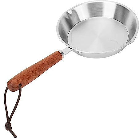 Tomotato Padella Antiaderente in Acciaio Inox, Manico Ergonomico in Legno, Riscaldamento Uniforme, Compatibile con Tutti i Piani Cottura, for Cucina Domestica e Ristorante