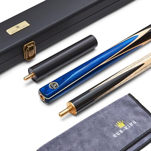 Cue-King Pool Cue Pro Series 001, Snooker Cue, Handmade 57 19oz 3/4 Jointed with Case Blue Cue with Protective Hardcase, Extension and Microfibre Cue Towel, Snooker Cues, Pool Cues, Snooker Cue Case