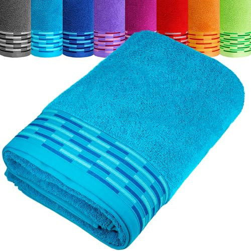 Lashuma Frottee Strandtuch Baumwolle, Lugano Badetuch 100x200 cm Blau - Aquamarin