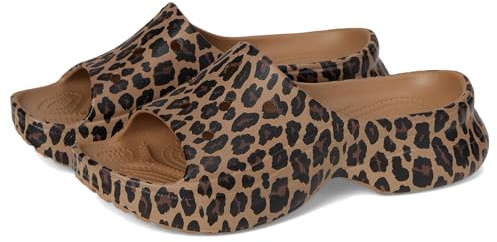 Crocs Damen Bae Slide Plateau-Sandalen, Sepia/Leopard, 9