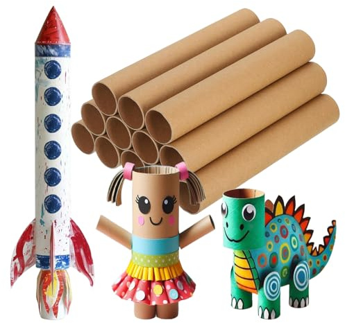 PATIKIL 12 Pcs Cardboard Tubes 1.6 x 9.8 Inch Toilet Paper Rollers Bulk for Crafts Empty Round Towel Tissue for Creative Design Crafting Supplies, Brown