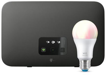 Deutsche Telekom Telekom Speedport Smart 4R, Wi-Fi 6 Mesh-Router + smarte WiZ Lampe, Komplettset für Dein vernetztes Zuhause
