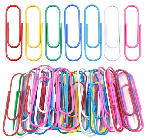 30 Pack Jumbo Paper Clips 4 Inch (10cm) Coloured, Vinyl Coated Paperclips, Multicolored Large Mega Paperclips Rustproof Sheet Holders for Organizing Files Documents Home Office School Supplies