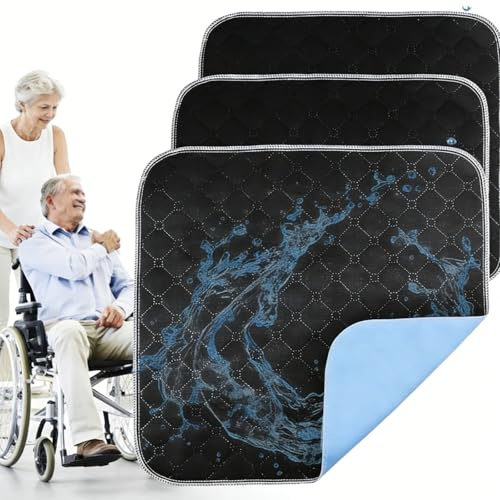 BRRDAQU 3 Piezas Protectores de Incontinencia Lavables, 50 x 50CM Almohadillas Impermeables para Silla Empapador Silla de Ruedas Lavable Empapador Silla para Incontinencia para Sofá, Cama, Sillón