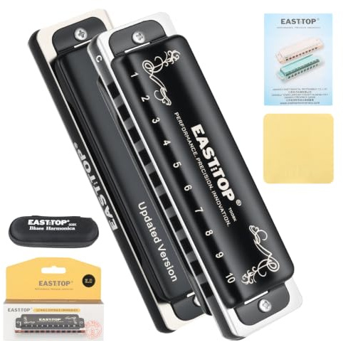 EAST TOP T008K 2.0 Update Harmonica C Key,10 Holes Blues Mouth Organ Harp