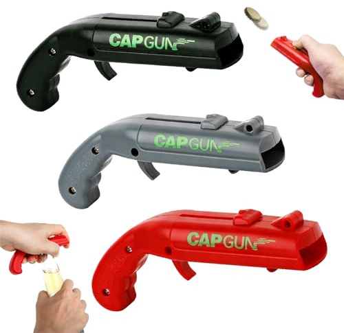 3 Piezas Abrebotellas Pistola, Abrebotellas para Lanzador de Pistola, Divertido Abridor de Botellas Pistola, Cap Gun Abridor de Cerveza, Regalos de Cerveza para Hombres, para Casa, Bar, Fiesta