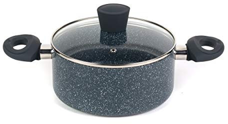 Russell Hobbs RH00848EU Nightfall Stone kochtopf, BPA-Frei, 2.5L Ungefähre Füllmenge antihaftbeschichtet 20cm töpf, Suppentopf klein mit Dampfauslass glas deckel, kochtöpfe induktion, Bakelite-griffs