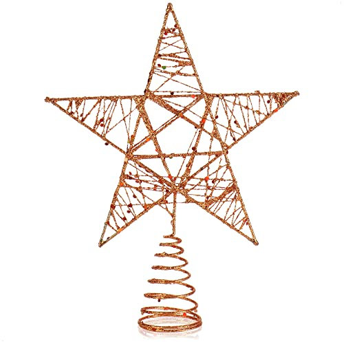 COM-FOUR® Deko Stern Weihnachten - Christbaumschmuck aus Metall - Weihnachtsdeko zum Hinstellen - dekorativer Weihnachtsstern (bronzefarben/24cm)