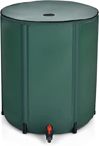 LDAILY 60 Gallon Collapsible Rain Barrel to Collect Rainwater from Gutter, PVC Rain Water Collection Barrel w/Spigot Filter & Top Mesh, Effectively Saving Water, Large Water Storage Container