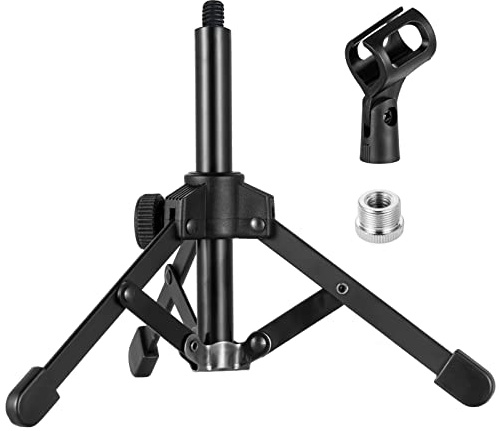BILIONE Trépied pliable portable avec clip de micro réglable pour microphone dynamique