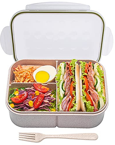MISS BIG® Bento Box,Bento Box Adult,Lunch Box,Leak Proof Lunch Containers,No BPAs and No Chemical Dyes Bento Lunch Box,Dishwasher and Microwave Safe Lunch Containers for Adults(1900ml White)