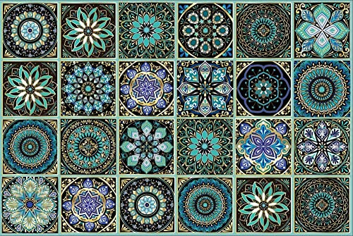 24Pcs Peel and Stick Tile Stickers-DIY Decor,4x4Backsplash Tile Decals Waterproof Self-Adhesive Square Wall Stickers for Kitchen Bathroom Furniture Living-Room Wall Decor,Best When adhered to Tiles