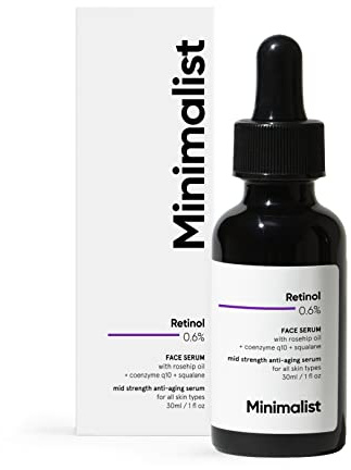 Minimalist Retinol 0.6% Mid-Strength Anti Aging Face Serum For Men & Women | Reduces Fine Lines & Wrinkles | Medium Strength Retinol Formula