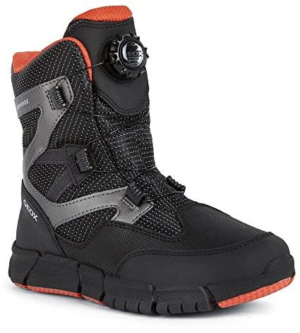 Geox J Flexyper Boy B Abx Ankle Boot, Black/ORANGE, 40 EU