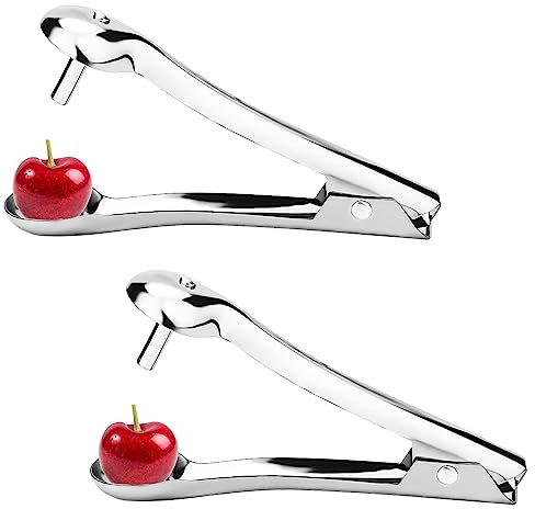 2pz Denocciolatrice per Ciliegie, Acciaio Inossidabile Cherry Pitter Tool Portatile Denocciolatore per Ciliegie Cherry Corer Pitter per Giuggiola da Datteri Rosso Ciliegia Biancospino da Cucina