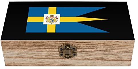 Scatola di legno con bandiera svedese reale con coperchio scatole di immagazzinaggio organizzare scatola di gioielli scatole decorative per donne uomini