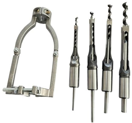 Milageto Bohreradapter für quadratische Löcher, langlebig, mit 4 Bohrern, Holzbearbeitung, Stahl für Bohrmaschinenzubehör, Einsteckmaschine