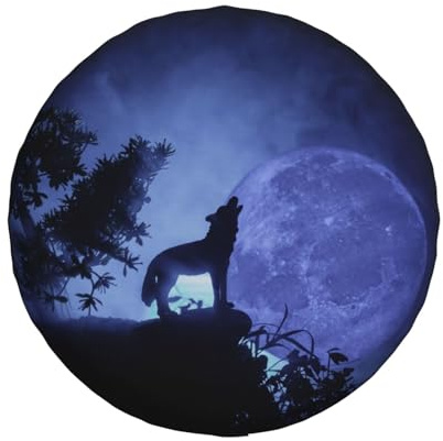Copertura universale di ricambio per ruota di scorta, sagoma di lupo ululante di Halloween, impermeabile, antipolvere, per rimorchi, camper, SUV, fuoristrada, 15 pollici