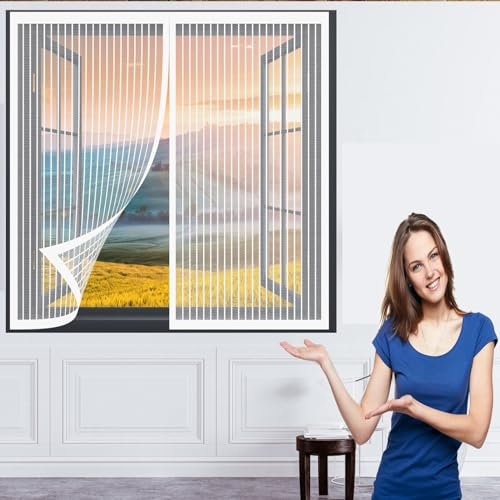 Mosquito Insect Mesh Screen 88 x 92 cm(35 x 36inch) Mosquitoes Net for Windows Mosquito Bug Protection Without Drilling Easy to Install Fly Net for Windows for Windows Doors Patio, White