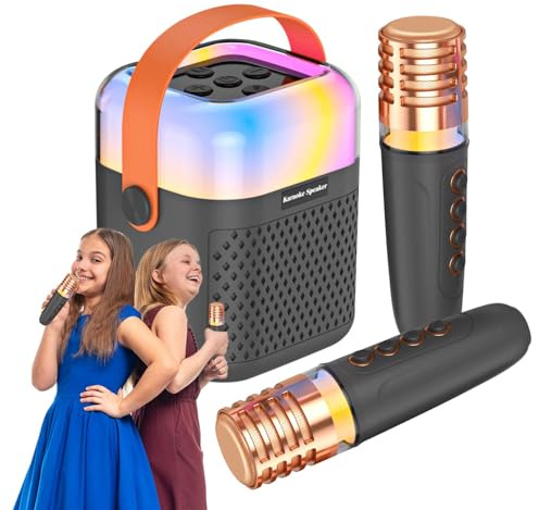 Karaoke-maskin för - liten karaokemaskinleksak | bärbar utomhus-karaokehögtalare, karaokemaskin för | Karaoke sångsystem med 2 trådlösa mikrofoner P
