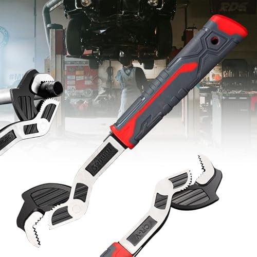 Oasisony Multifunctional Self locking Wrench Tool, 6 8 10 12 Pipe Vise Micro 5 Wrench, Self Adjusting Pipe Wrench, 3 Sides Teeth Self Locking Universal Adjustable Pipe Wrench Plumbers Wrench(6)