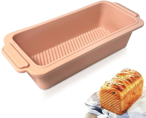 Moule à pain en silicone - 28 x 12 x 6,5 cm - Sans BPA - Rectangulaire - En silicone - Anti-adhésif et fermeture rapide - Rose