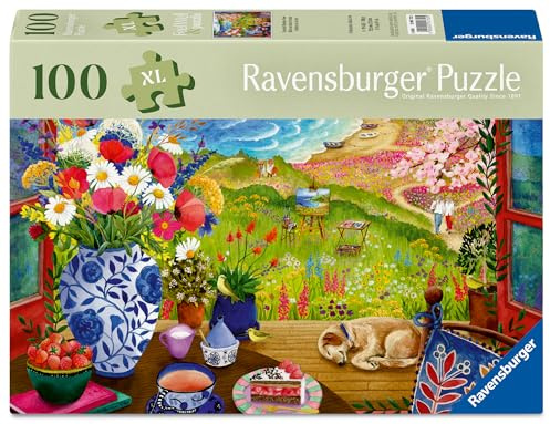 Ravensburger Puzzle 12001732 - Vista dalla finestra - Puzzle orizzontale da 100 pezzi per anziani e anziani, con pezzi di puzzle più grandi e pratici, modello di immagine grande