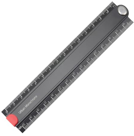 Fällbar linjal | 11,8 tum aluminiumlegering 90° vikbart mätverktyg | Hållbar metall geometrisk linjal, perfekt för verkstad, träbearbetning, hemrenovering, klassrum, gör-det-själv-projekt, 30 cm svart