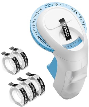 Oxtxuzdm Impresora de etiquetas E975 de mano, herramienta creativa de grabado en relieve para organizar fechas, nombres y suministros de oficina, dispositivo de etiquetado, impresora manual de