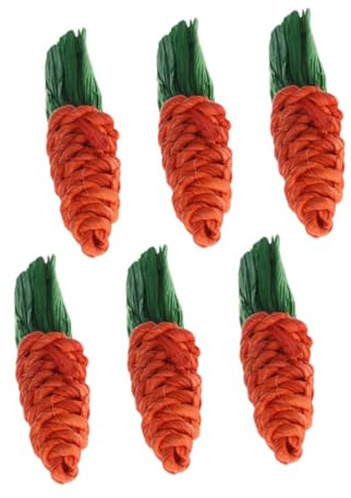 TEHAUX Giocattoli da Mordere per Piccoli Animali 6 Pezzi Corda di Cotone Arancione Forma Carota per Conigli e Cincillà Resistente All'usura e Divertente